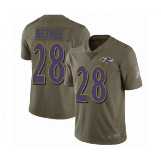 Men's Baltimore Ravens #28 Justin Bethel Limited Olive 2017 Salute to Service Football Jersey - Ujersey