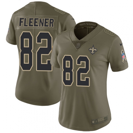 Women's Nike New Orleans Saints #82 Coby Fleener Limited Olive 2017 Salute to Service NFL Jersey - Ujersey
