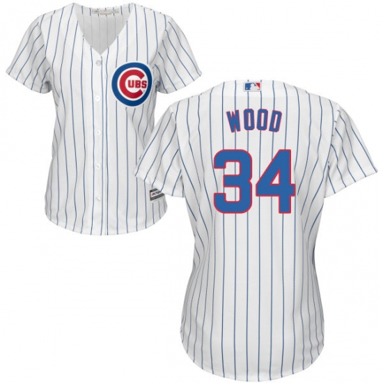 Women's Majestic Chicago Cubs #34 Kerry Wood Replica White Home Cool Base MLB Jersey - Ujersey