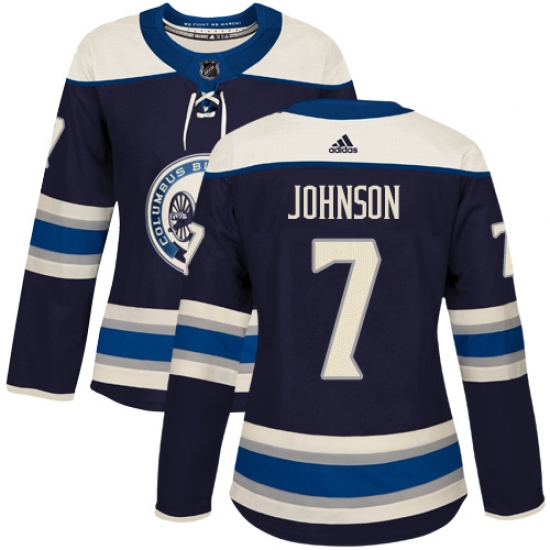 Women's Adidas Columbus Blue Jackets #7 Jack Johnson Authentic Navy Blue Alternate NHL Jersey - Ujersey