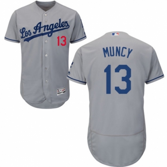 Men's Majestic Los Angeles Dodgers #13 Max Muncy Grey Road Flex Base Authentic Collection MLB Jersey - Ujersey