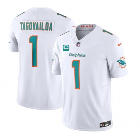 Men's Miami Dolphins #1 Tua Tagovailoa White F.U.S.E With 3-Star C Vapor Limited Stitched Football Jersey - Ujersey