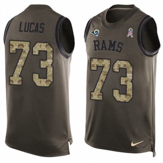 Men's Nike Los Angeles Rams #73 Cornelius Lucas Limited Green Salute to Service Tank Top NFL Jersey - Ujersey