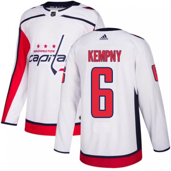 Men's Adidas Washington Capitals #6 Michal Kempny Authentic White Away NHL Jersey - Ujersey