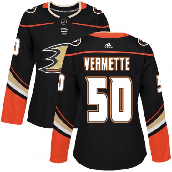 Women's Adidas Anaheim Ducks #50 Antoine Vermette Premier Black Home NHL Jersey - Ujersey