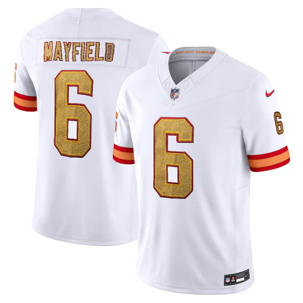 [Diamond-Studded Collector's Edition] Baker Mayfield '76 Tampa Bay Buccaneers  Vapor F.U.S.E. Player Limited Jersey - White - Ujersey