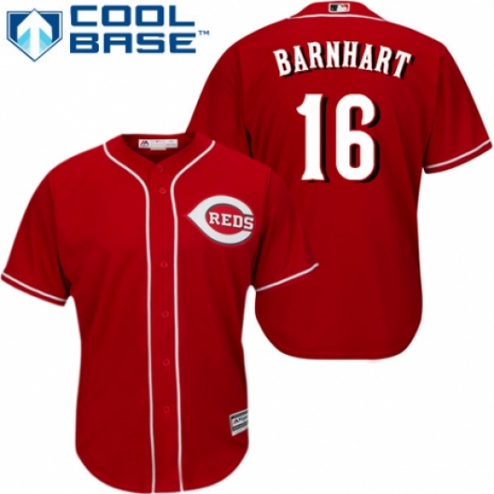 Youth Majestic Cincinnati Reds #16 Tucker Barnhart Replica Red Alternate Cool Base MLB Jersey - Ujersey