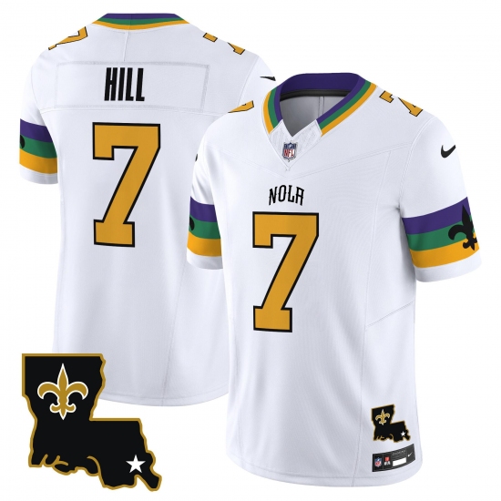 Men's New Orleans Saints #7 Taysom Hill White 2024 FUSE Vapor Limited Stitched Jersey - ujerseystore