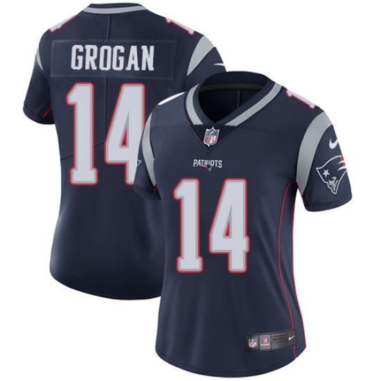 Women's Nike New England Patriots #14 Steve Grogan Navy Blue Team Color Vapor Untouchable Limited Player NFL Jersey - Ujersey