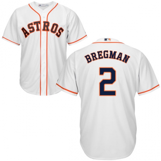 Youth Majestic Houston Astros #2 Alex Bregman Authentic White Home Cool Base MLB Jersey - Ujersey