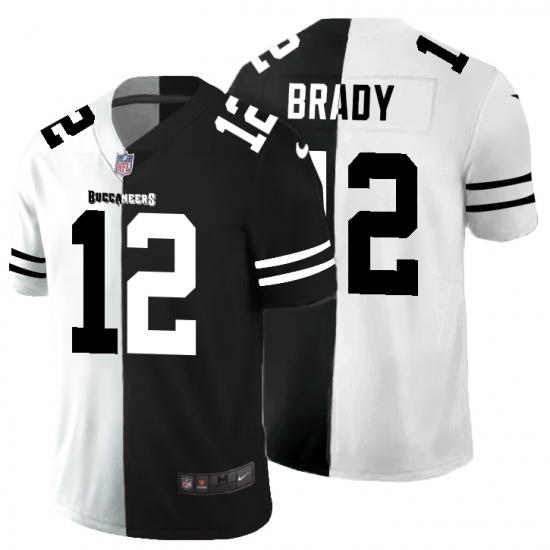 Men's Tampa Bay Buccaneers #12 Tom Brady Black White Limited Split Fashion Football Jersey - Ujersey