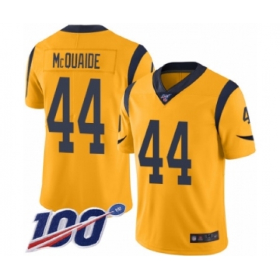 Men's Los Angeles Rams #44 Jacob McQuaide Limited Gold Rush Vapor Untouchable 100th Season Football Jersey - Ujersey
