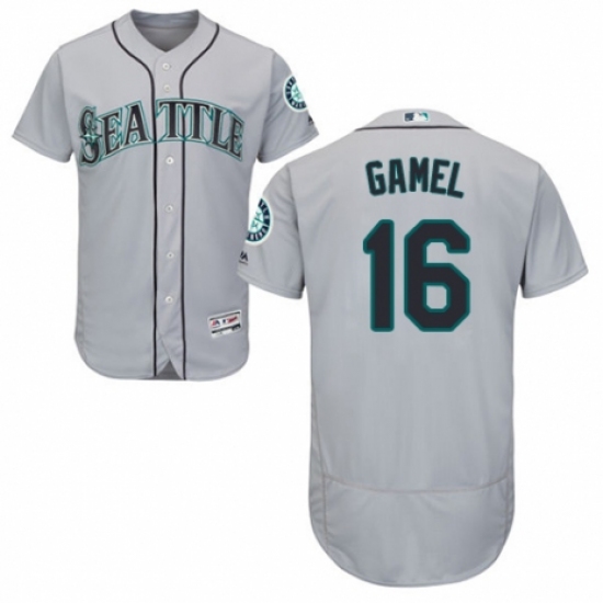 Men's Majestic Seattle Mariners #16 Ben Gamel Grey Road Flex Base Authentic Collection MLB Jersey - Ujersey