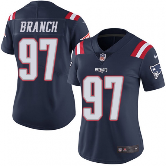 Women's Nike New England Patriots #97 Alan Branch Limited Navy Blue Rush Vapor Untouchable NFL Jersey - Ujersey