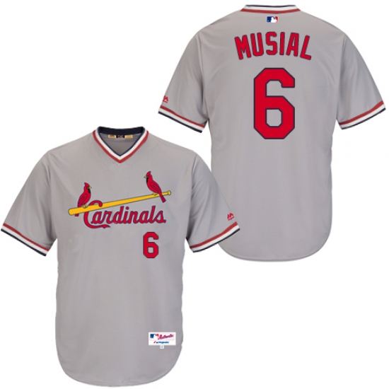 Men's Majestic St. Louis Cardinals #6 Stan Musial Replica Grey 1978 Turn Back The Clock MLB Jersey - Ujersey