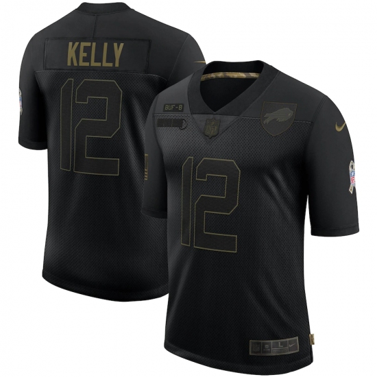 Men's Buffalo Bills #12 Jim Kelly Black Nike 2020 Salute To Service Limited Jersey - Ujersey