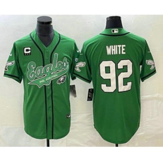 Men's Nike Philadelphia Eagles #92 Reggie White Green C Cool Base Stitched Baseball Jersey - Ujersey