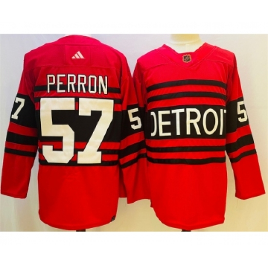 Men's Detroit Red Wings #57 David Perron Red 2022-23 Reverse Retro Stitched Jersey - Ujersey