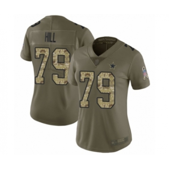 Women's Dallas Cowboys #79 Trysten Hill Limited Olive Camo 2017 Salute to Service Football Jersey - Ujersey