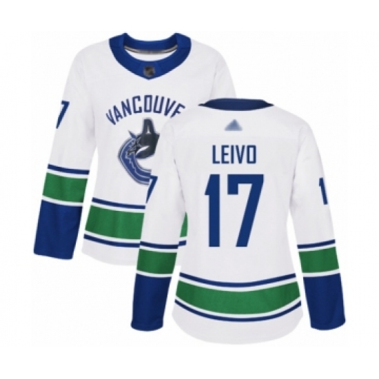Women's Vancouver Canucks #17 Josh Leivo Authentic White Away Hockey Jersey - Ujersey
