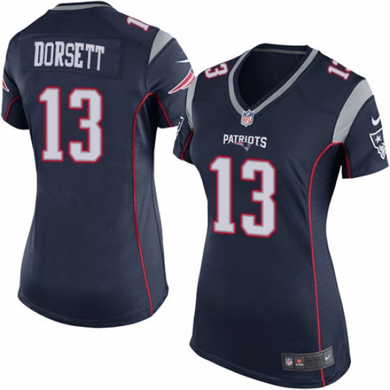 Women's Nike New England Patriots #13 Phillip Dorsett Game Navy Blue Team Color NFL Jersey - Ujersey