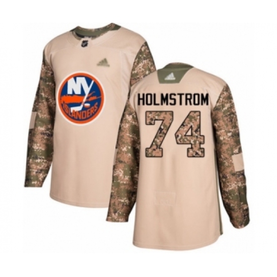 Men's New York Islanders #74 Simon Holmstrom Authentic Camo Veterans Day Practice Hockey Jersey - Ujersey