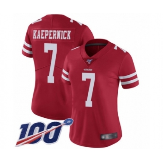 Women's San Francisco 49ers #7 Colin Kaepernick Red Team Color Vapor Untouchable Limited Player 100th Season Football Jersey - Ujersey