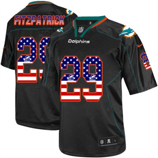 Men's Nike Miami Dolphins #29 Minkah Fitzpatrick Elite Black USA Flag Fashion NFL Jersey - Ujersey