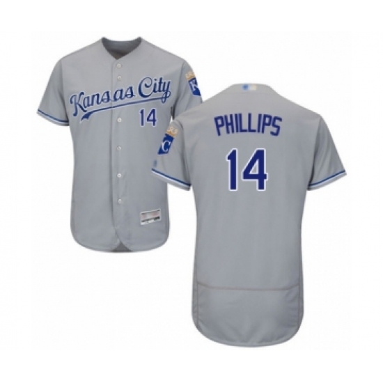 Men's Kansas City Royals #14 Brett Phillips Grey Road Flex Base Authentic Collection Baseball Player Jersey - Ujersey