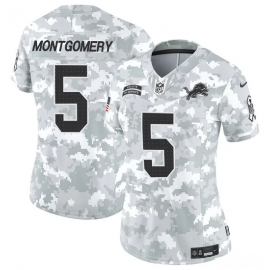 Women's Detroit Lions #5 David Montgomery 2024 F.U.S.E Arctic Camo Salute To Service Limited Stitched Jersey(Run Small) - Ujersey
