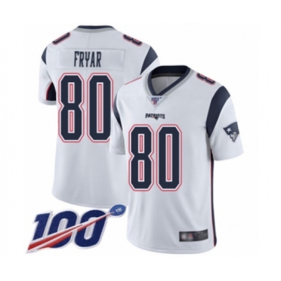 Men's New England Patriots #80 Irving Fryar White Vapor Untouchable Limited Player 100th Season Football Jersey - Ujersey