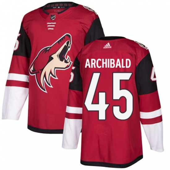 Men's Adidas Arizona Coyotes #45 Josh Archibald Authentic Burgundy Red Home NHL Jersey - Ujersey