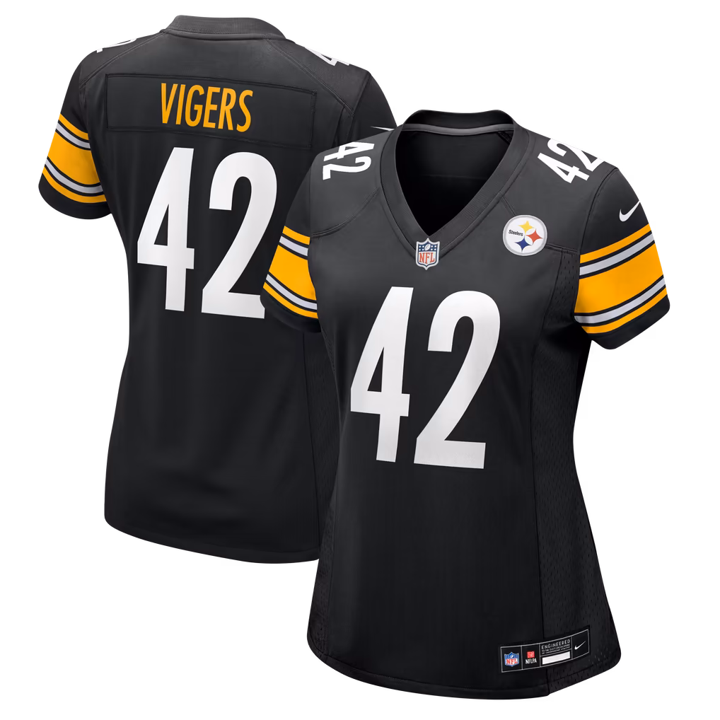 Women's Pittsburgh Steelers Car'lin Vigers Nike Black Team Game Jersey