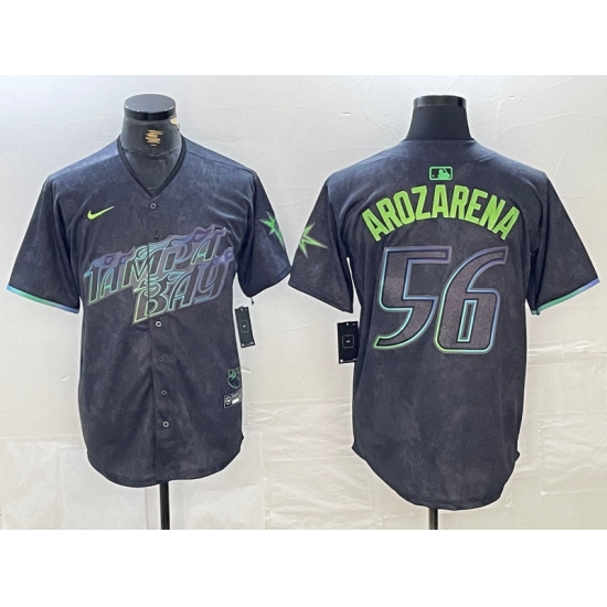Men's Tampa Bay Rays #56 Randy Arozarena Charcoal 2024 City Connect Limited Stitched Jersey - Ujersey