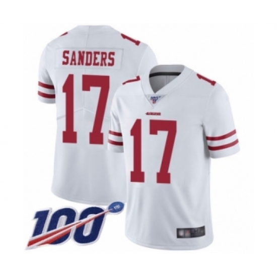 Men's San Francisco 49ers #17 Emmanuel Sanders White Vapor Untouchable Limited Player 100th Season Football Jersey - Ujersey