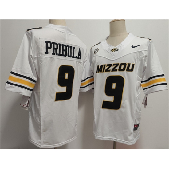 Men's Missouri Tigers #9 Beau Pribula F.U.S.E. White Rose Bowl Stitched Jersey - Ujersey