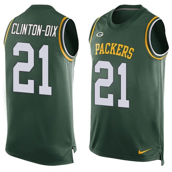 Men's Nike Green Bay Packers #21 Ha Ha Clinton-Dix Limited Green Player Name & Number Tank Top NFL Jersey - Ujersey