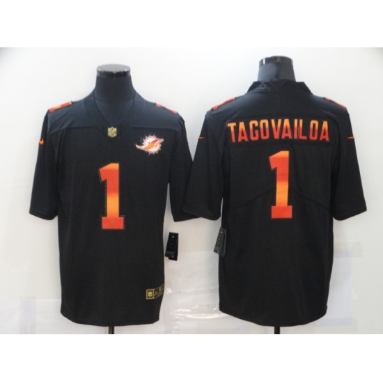 Men's Miami Dolphins #1 Tua Tagovailoa Black colorful Nike Limited Jersey - Ujersey
