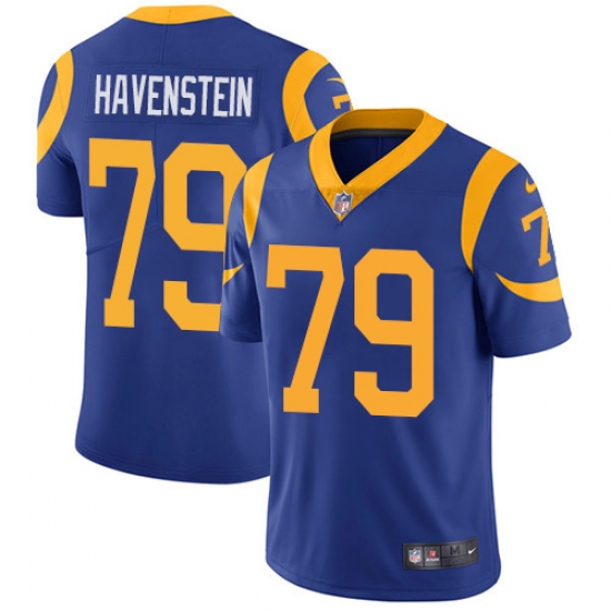 Men's Nike Los Angeles Rams #79 Rob Havenstein Royal Blue Alternate Vapor Untouchable Limited Player NFL Jersey - Ujersey