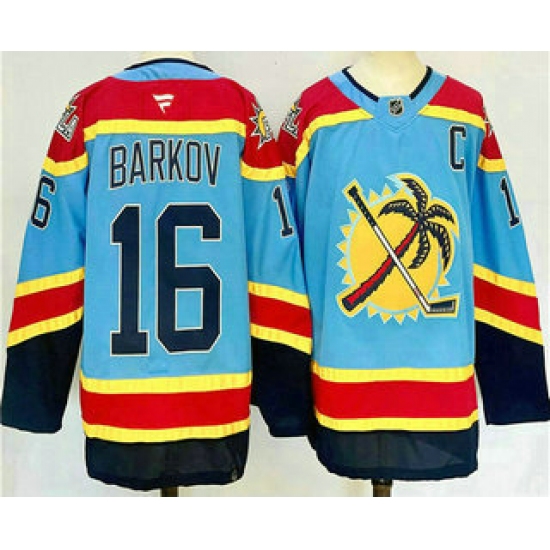 Men's Florida Panthers #16 Aleksander Barkov Blue 2024 Reverse Retro Stitched Jersey - Ujersey