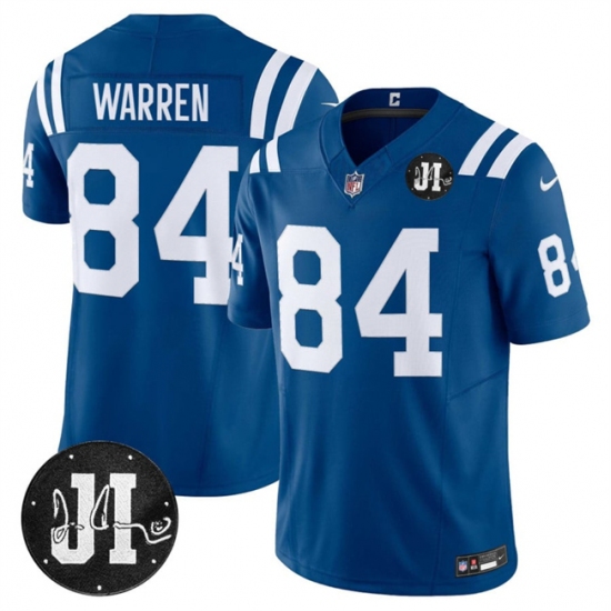 Men's Indianapolis Colts #84 Tyler Warren Blue 2025 F.U.S.E. Jim Irsay Vapor Limited Football Stitched Jersey - Ujersey