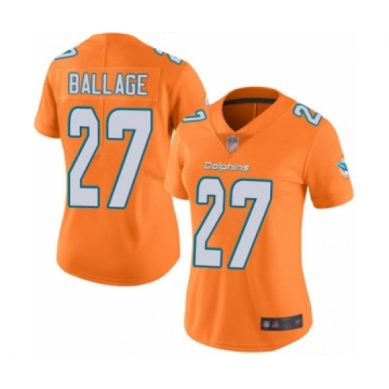 Women's Miami Dolphins #27 Kalen Ballage Limited Orange Rush Vapor Untouchable Football Jersey - Ujersey
