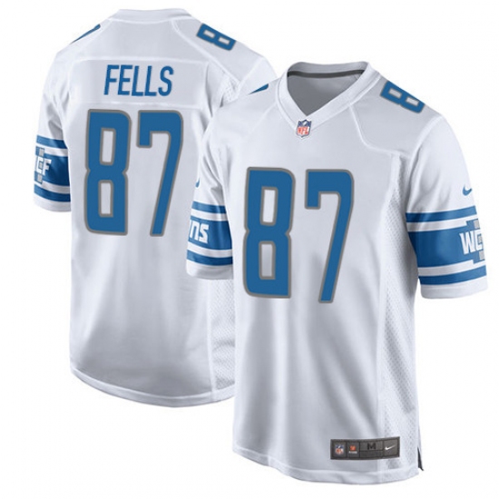 Men's Nike Detroit Lions #87 Darren Fells Game White NFL Jersey - Ujersey