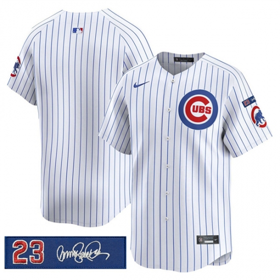 Men's Chicago Cubs Blank White Pinstripe 'Ryne Sandberg Tribute' Vapor Limited V3 Stitched Baseball Jersey - Ujersey
