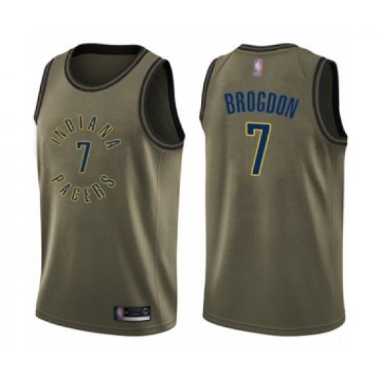 Men's Indiana Pacers #7 Malcolm Brogdon Swingman Green Salute to Service Basketball Jersey - Ujersey