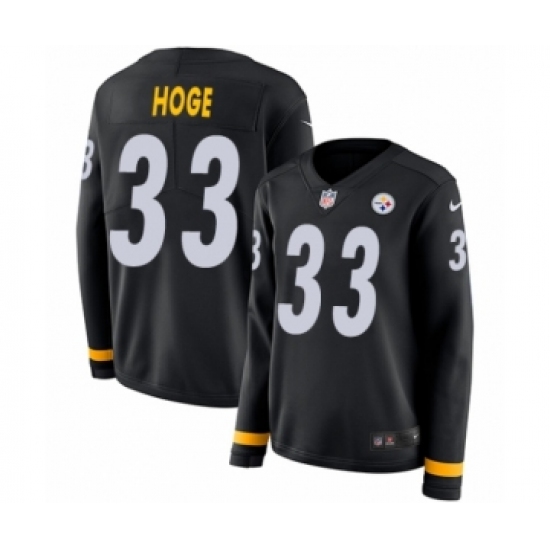 Women's Nike Pittsburgh Steelers #33 Merril Hoge Limited Black Therma Long Sleeve NFL Jersey - Ujersey