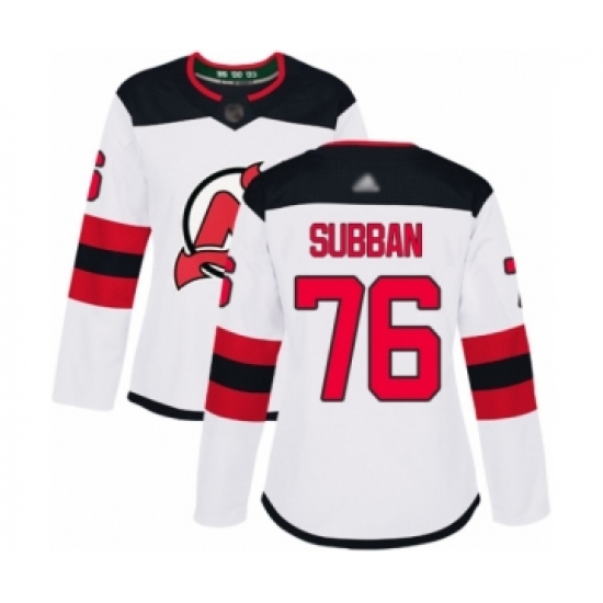 Women's New Jersey Devils #76 P. K. Subban Authentic White Away Hockey Jersey - Ujersey