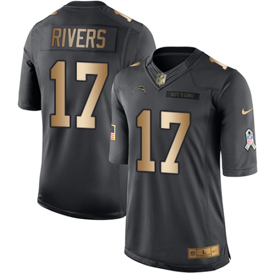 Youth Nike Los Angeles Chargers #17 Philip Rivers Limited Black/Gold Salute to Service NFL Jersey - Ujersey