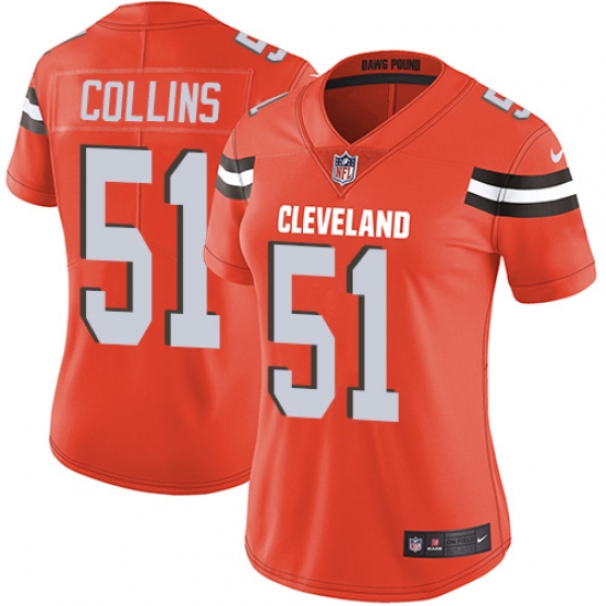 Women's Nike Cleveland Browns #51 Jamie Collins Orange Alternate Vapor Untouchable Limited Player NFL Jersey - Ujersey