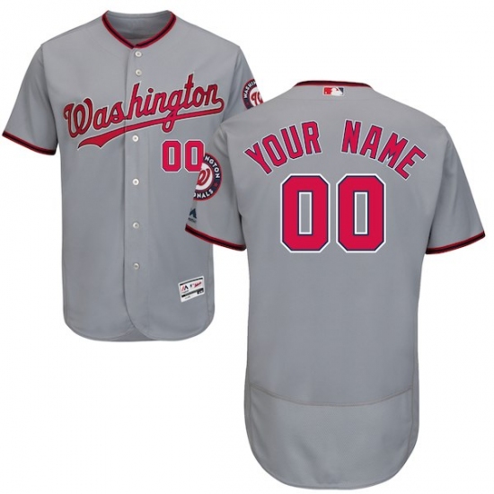 Men's Washington Nationals Majestic Road Gray Flex Base Authentic Collection Custom Jersey